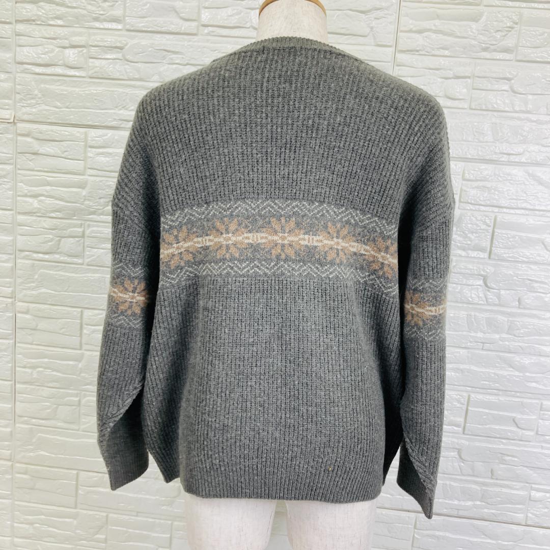 LEDOLN ノルディック ニットセーター グレー L 0301-A — image 4