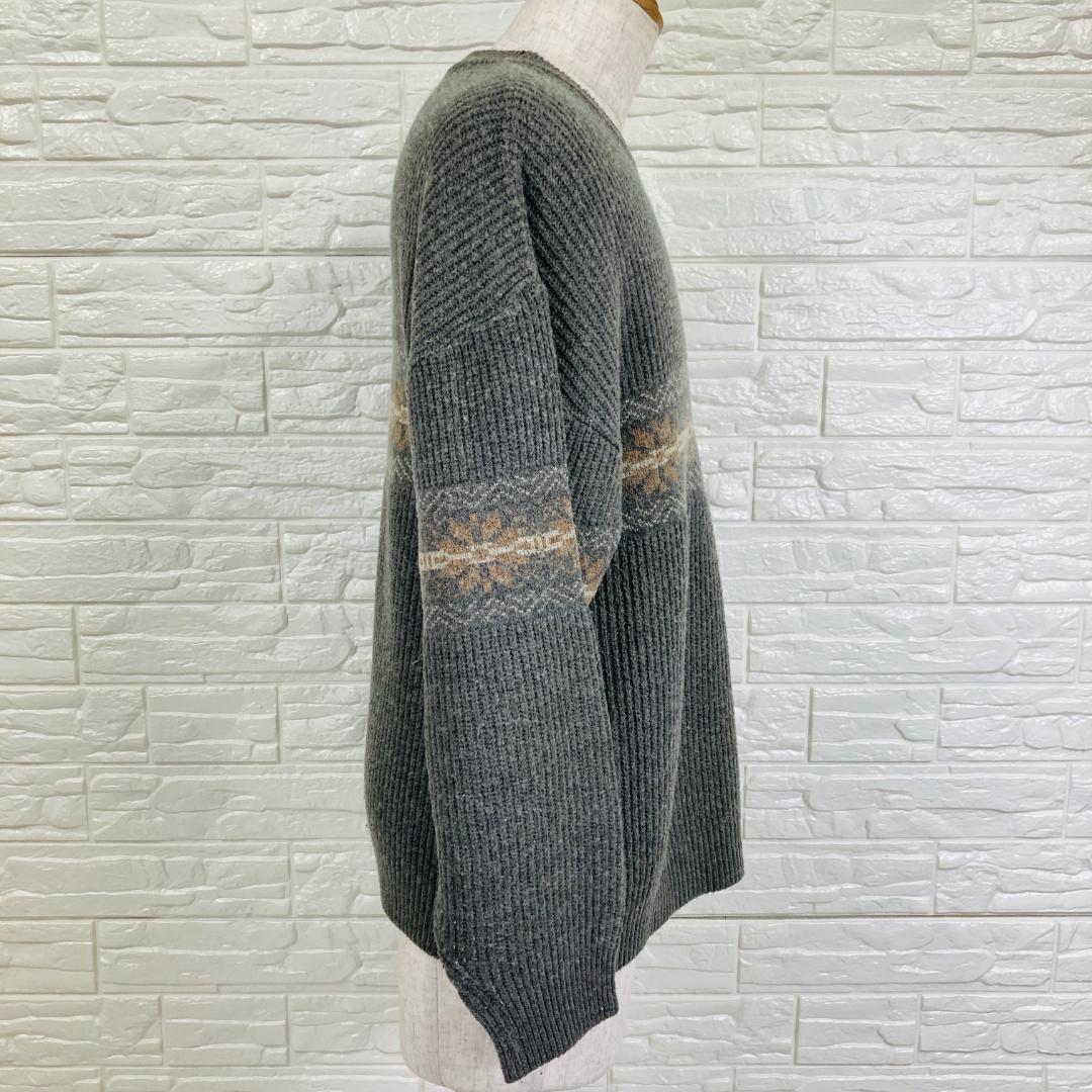 LEDOLN ノルディック ニットセーター グレー L 0301-A — image 5