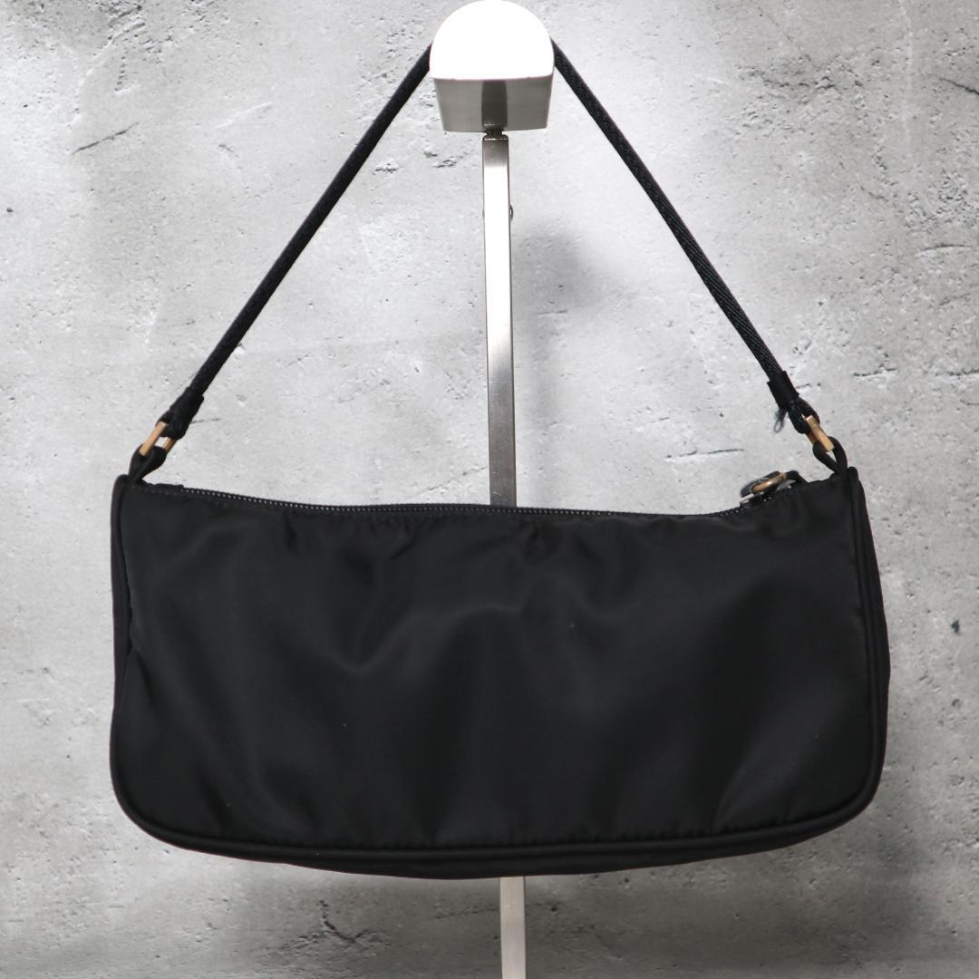 0708 PRADA MV633 ナイロン ワンショルダーバッグ 黒 三角ロゴ — image 5
