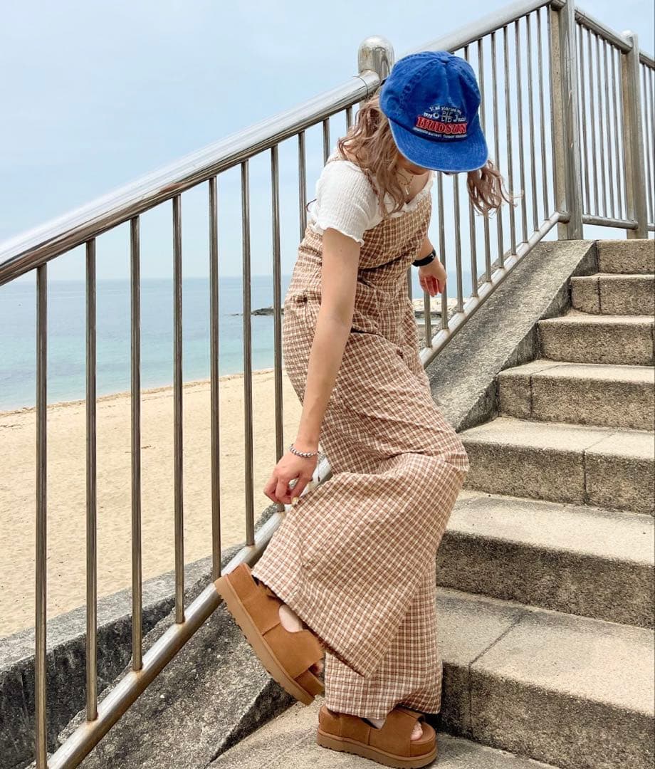 junoah バックリボンチェックロンパース オレンジ — image 5