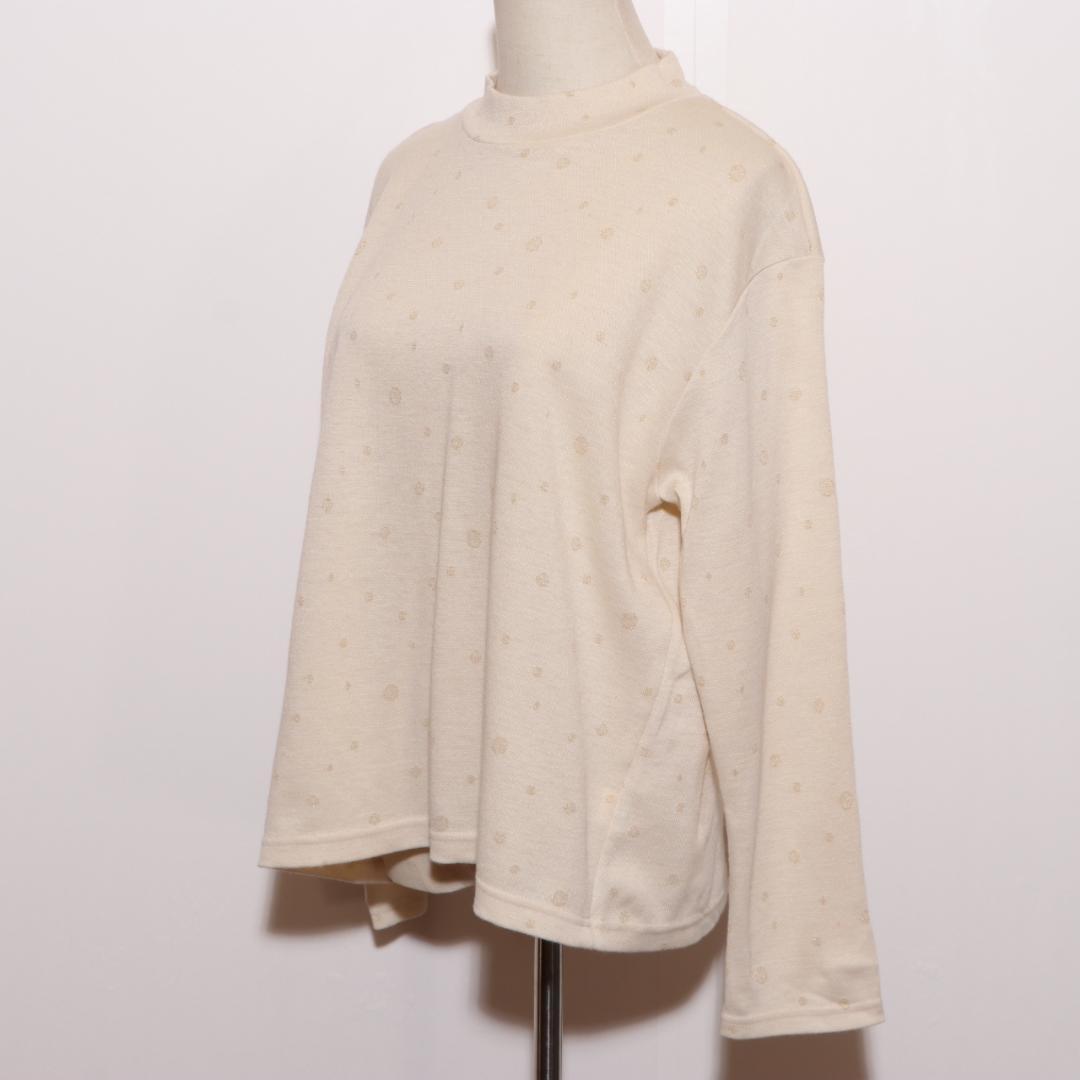★美品★ エイチポート トップス ニット 長袖 ドット柄 ハイネック ナチュラル — image 5