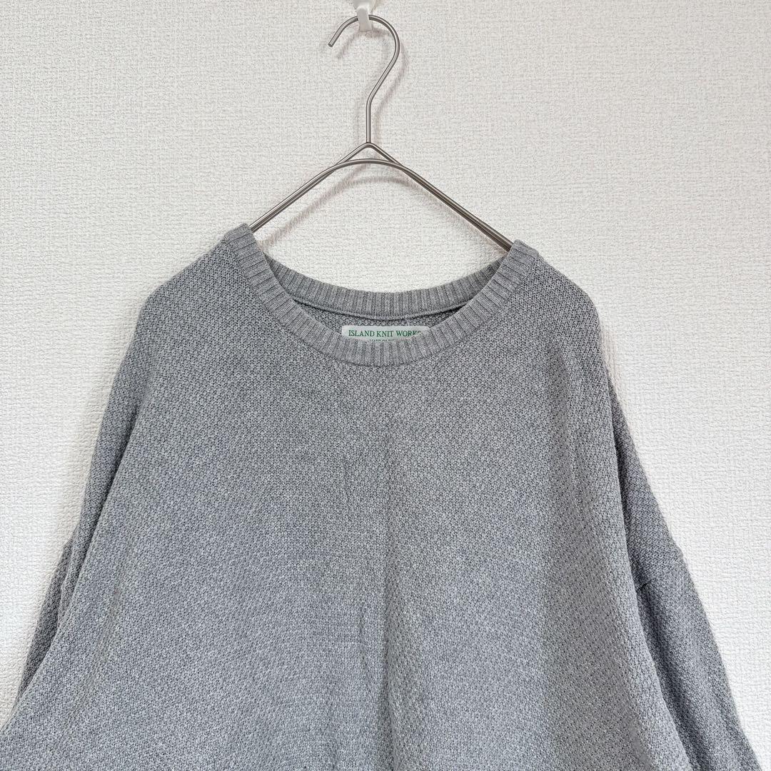 【ISLAND KNIT WORKS】　ワッフルニットプルオーバー　メンズ　灰色 — image 3