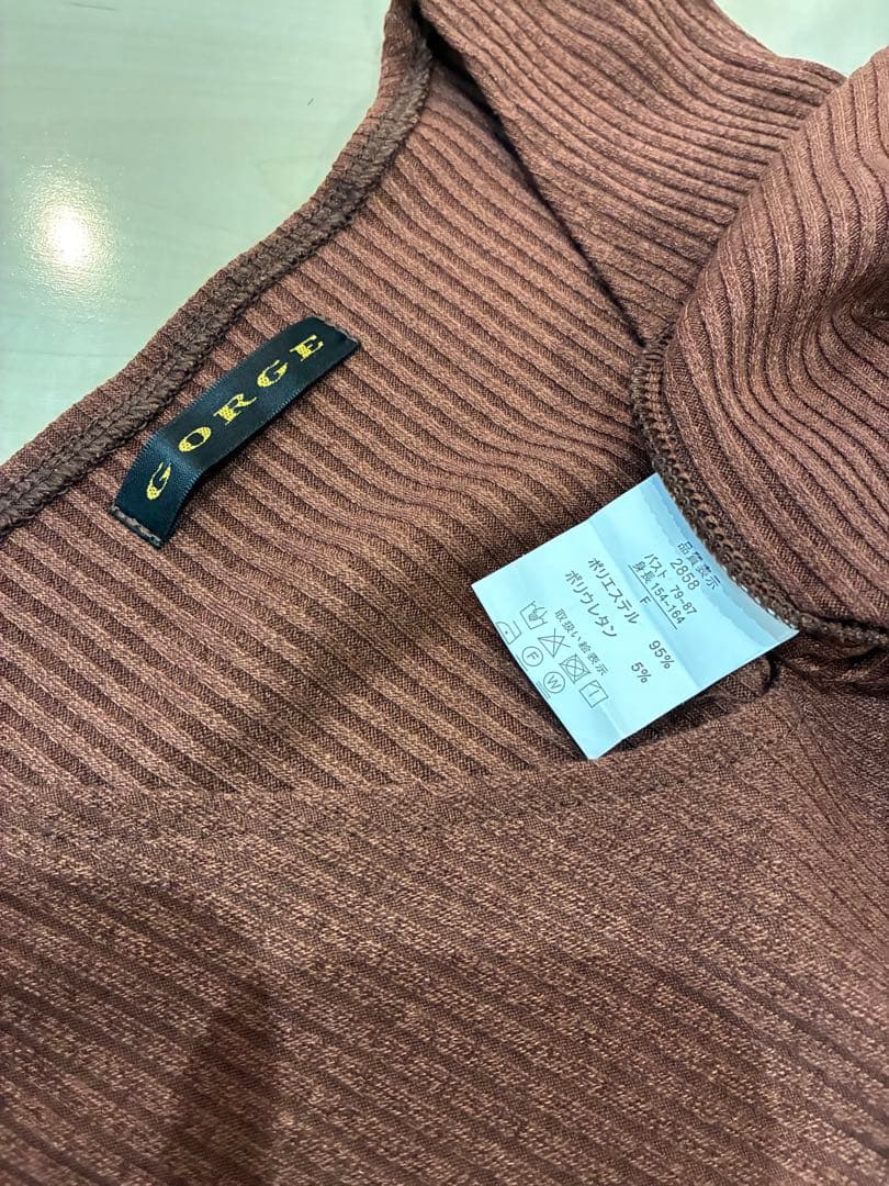 GORGE ノースリーブ リブワンピース ブラウン — image 3