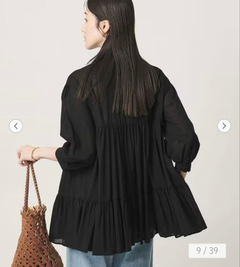 ☆UNITED ARROWS☆ボイル ティアード チュニック☆ブラック☆フリー — image 2