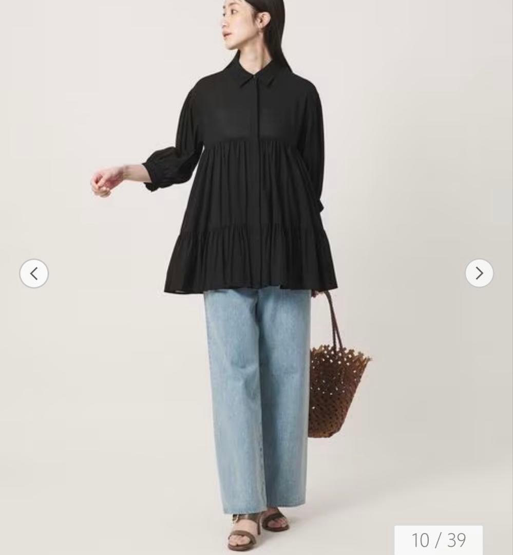 ☆UNITED ARROWS☆ボイル ティアード チュニック☆ブラック☆フリー — image 3