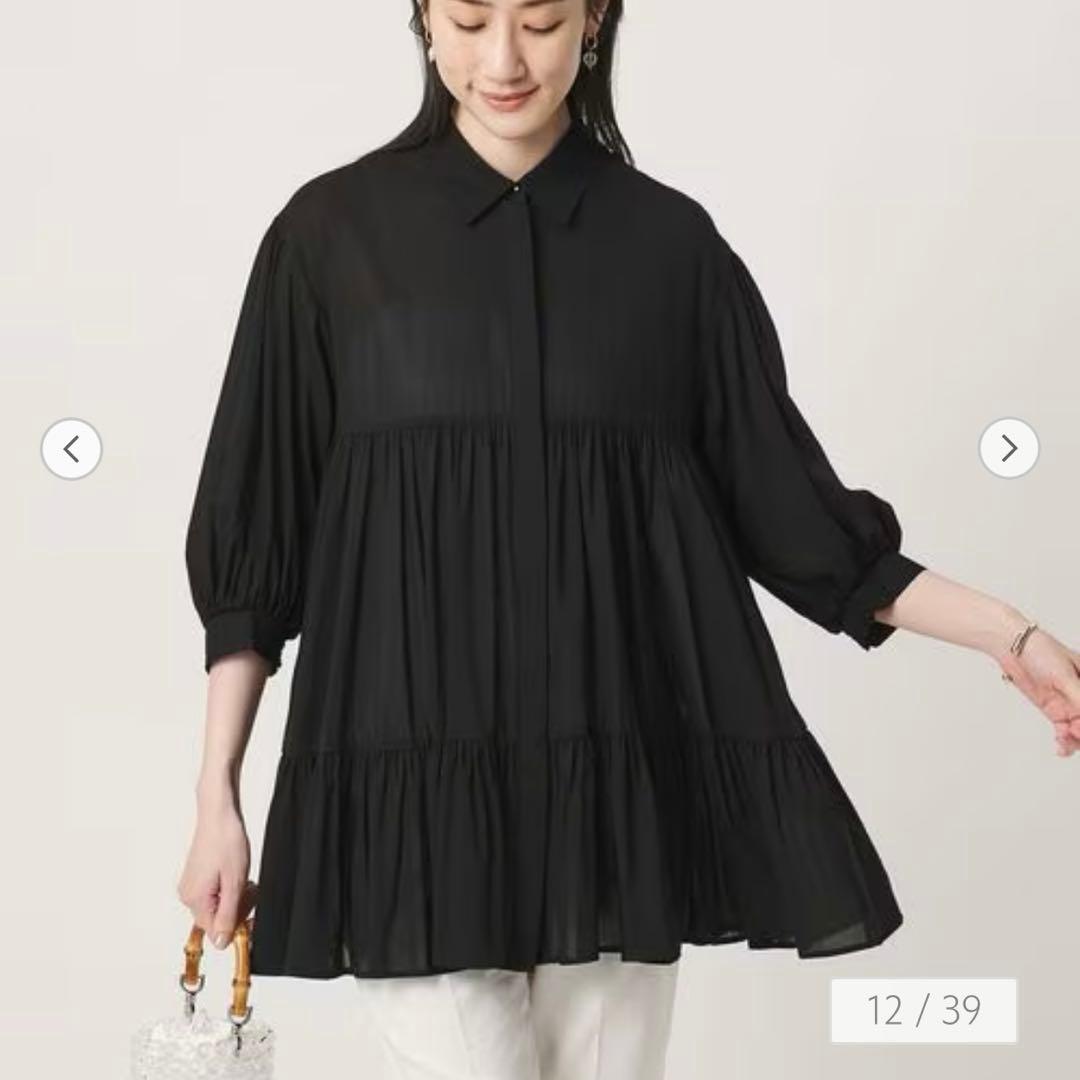 ☆UNITED ARROWS☆ボイル ティアード チュニック☆ブラック☆フリー — image 5