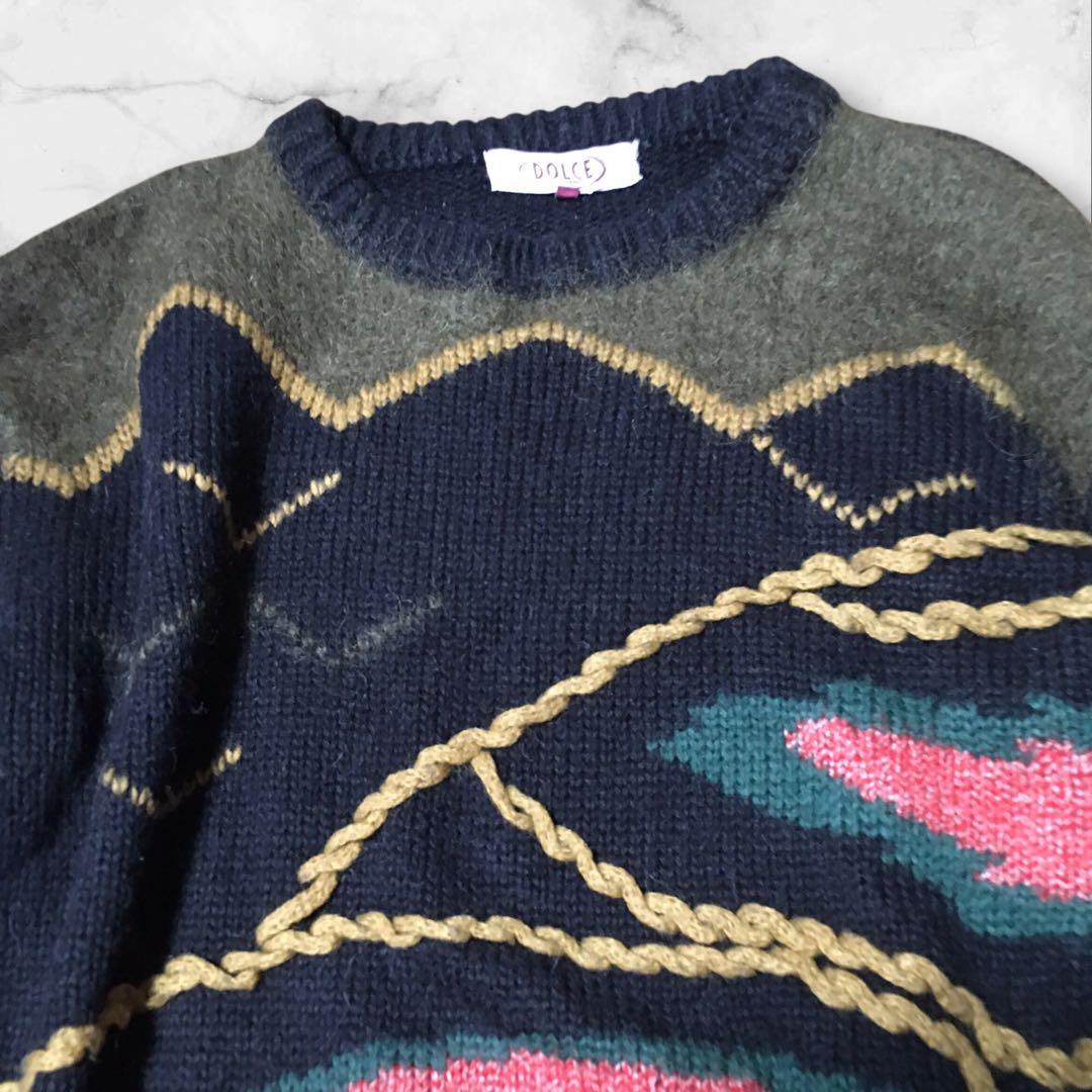 ④DOLCE ニット 厚手セーター Lサイズ マルチカラー　ワールド — image 3