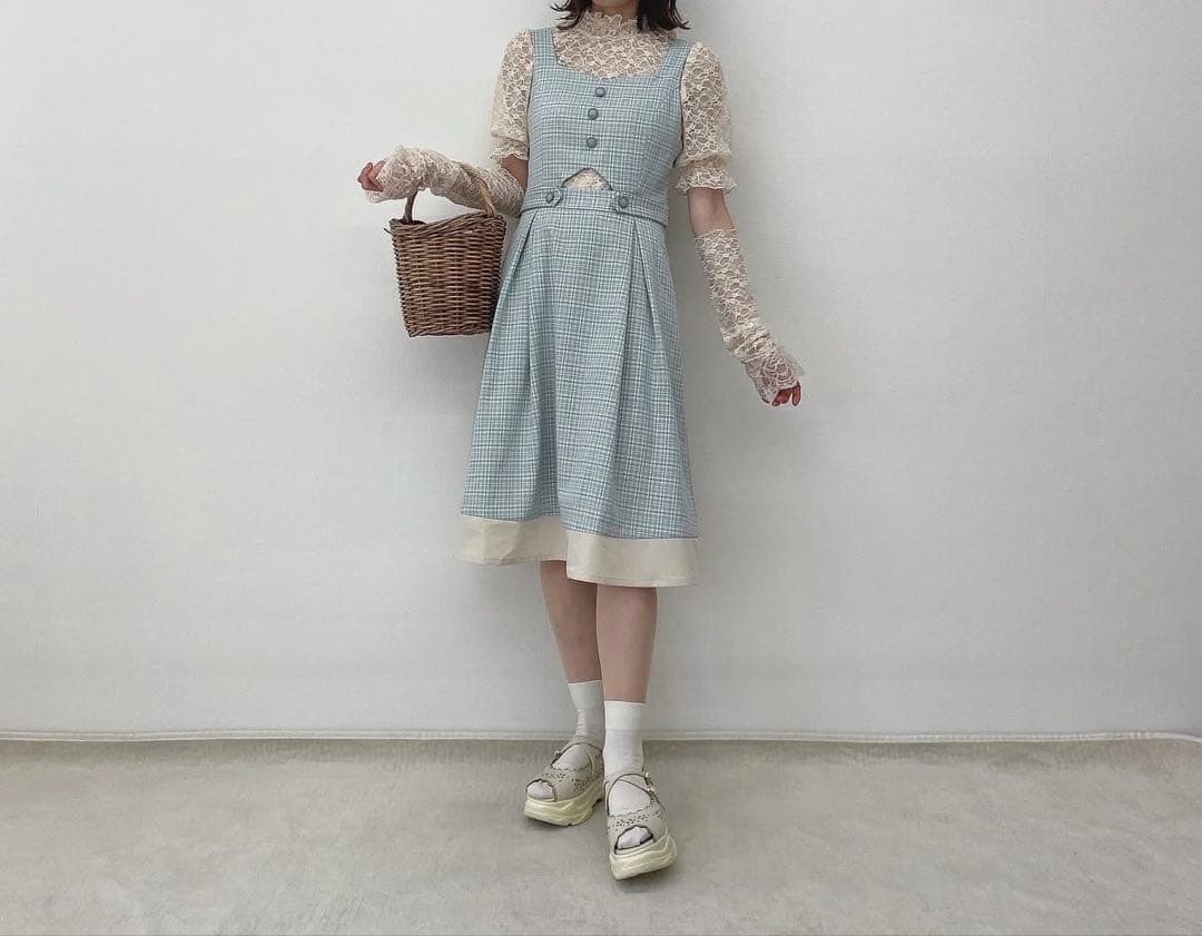Fint フィントグリーンチェック キャミワンピース — image 2