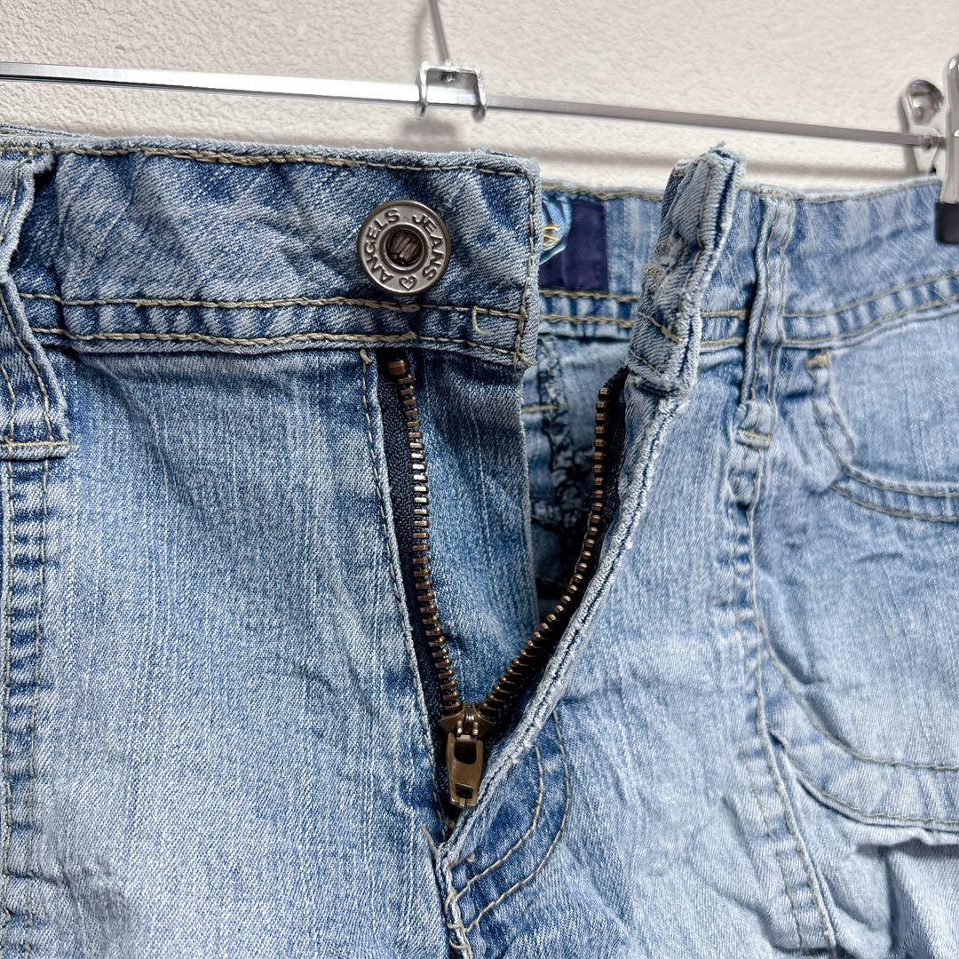 美脚 デニム ショートパンツ ローライズ L 青 綿 Y2K 平成レトロ フェス — image 4