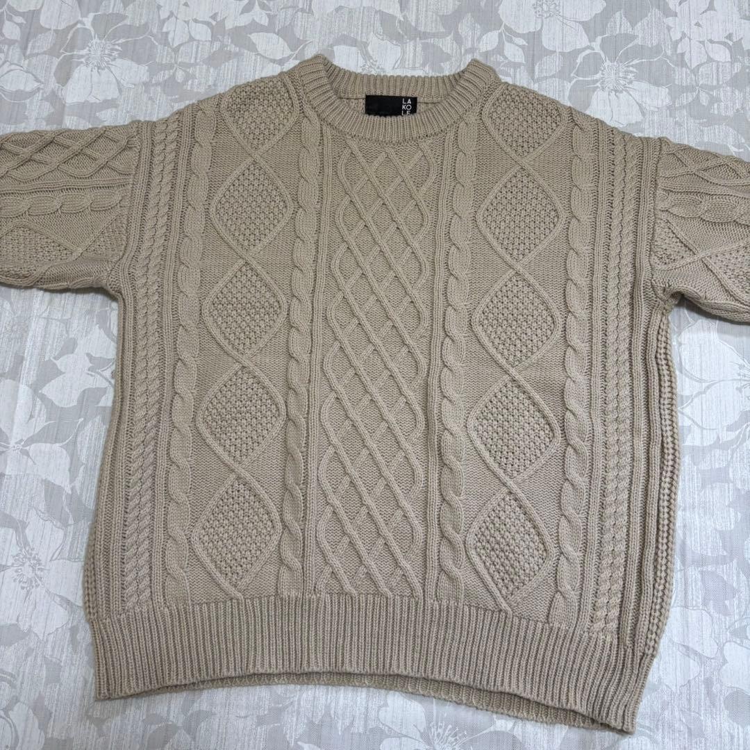 ラコレLAKOLE ケーブル編みニットセーター（L）ベージュ　秋冬 — image 5