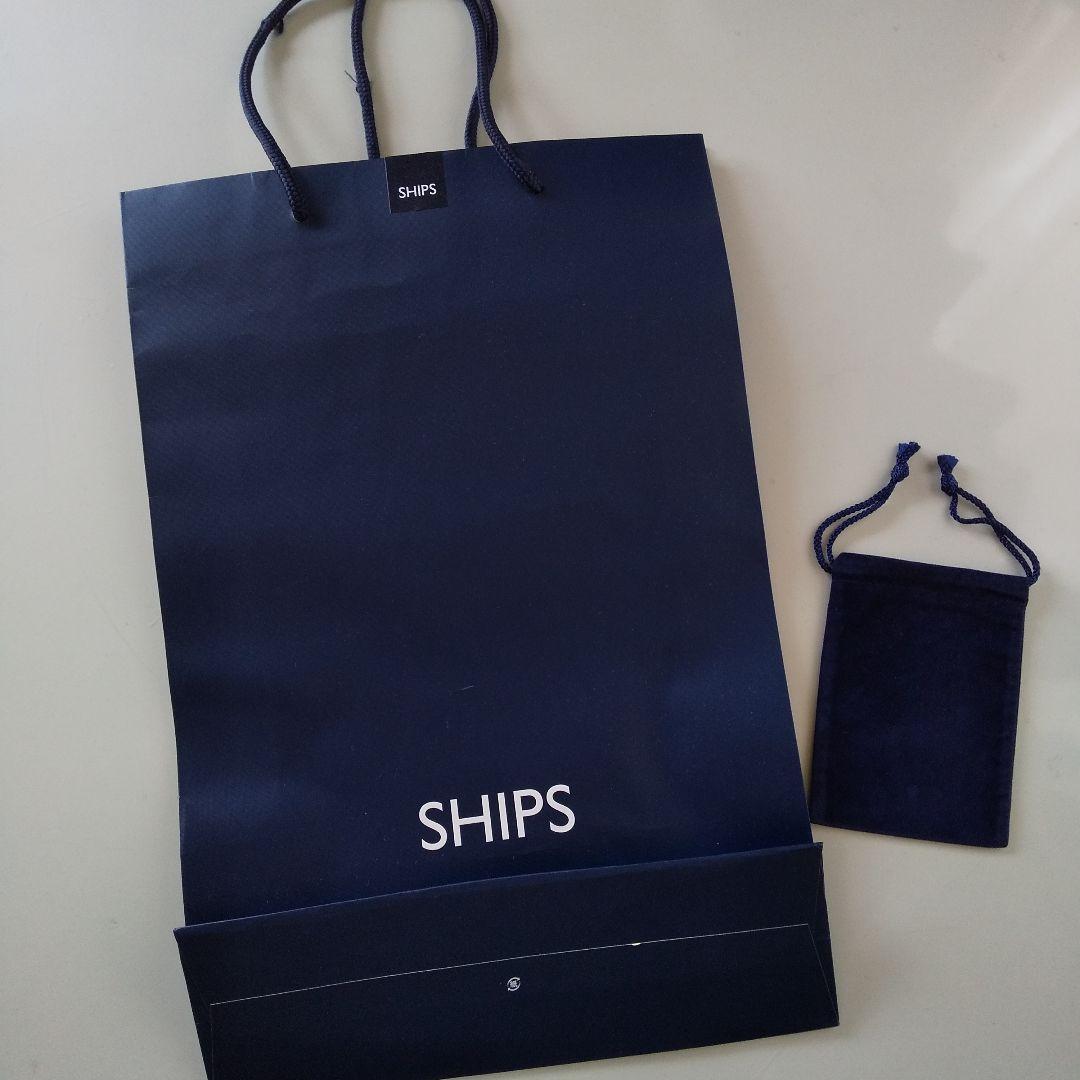 °.·SHIPS ショップ袋 ベロアネイビー巾着ポーチ·.° — image 2