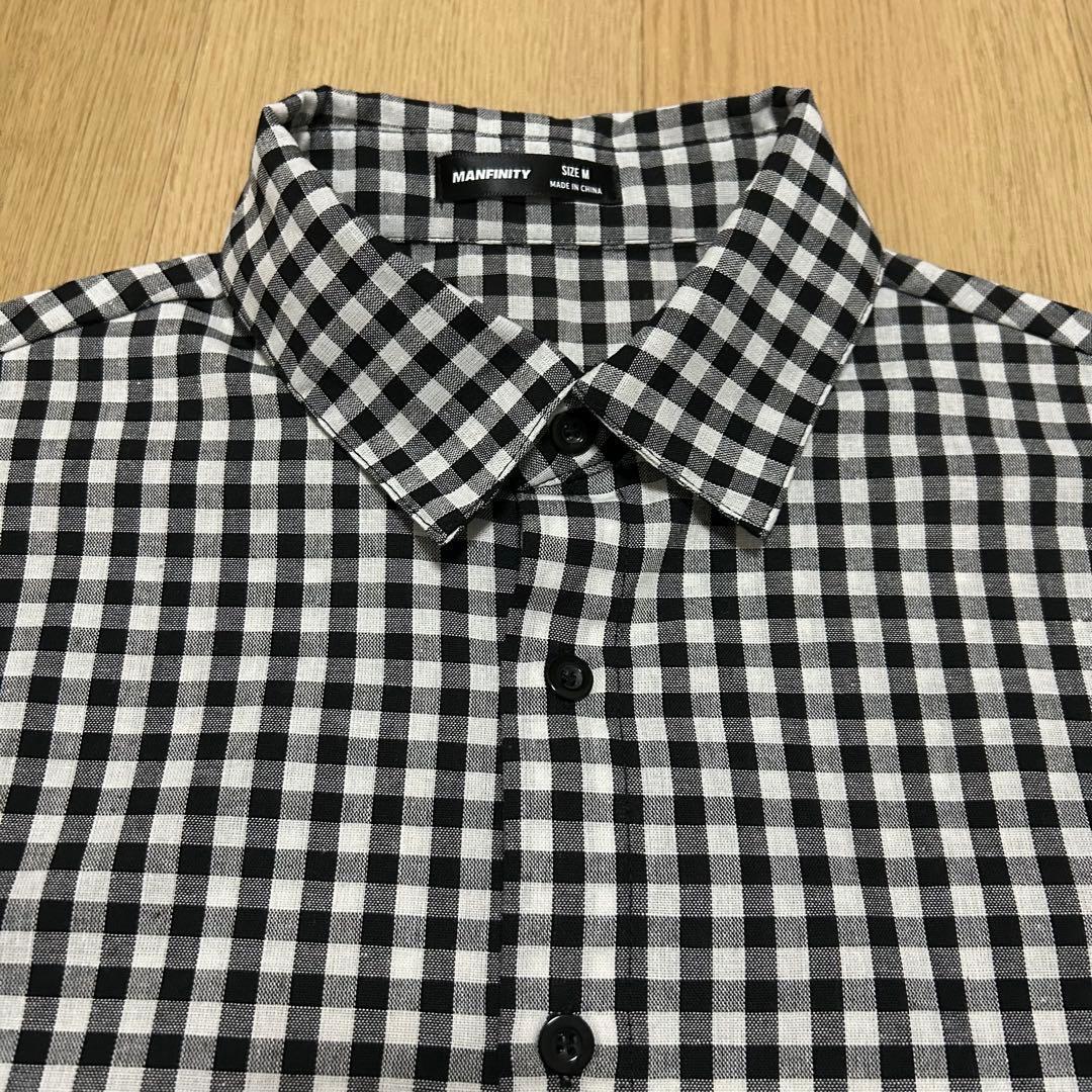 【SALE 大人気 新品未使用】MANFINITY 半袖シャツ チェック柄 M — image 3
