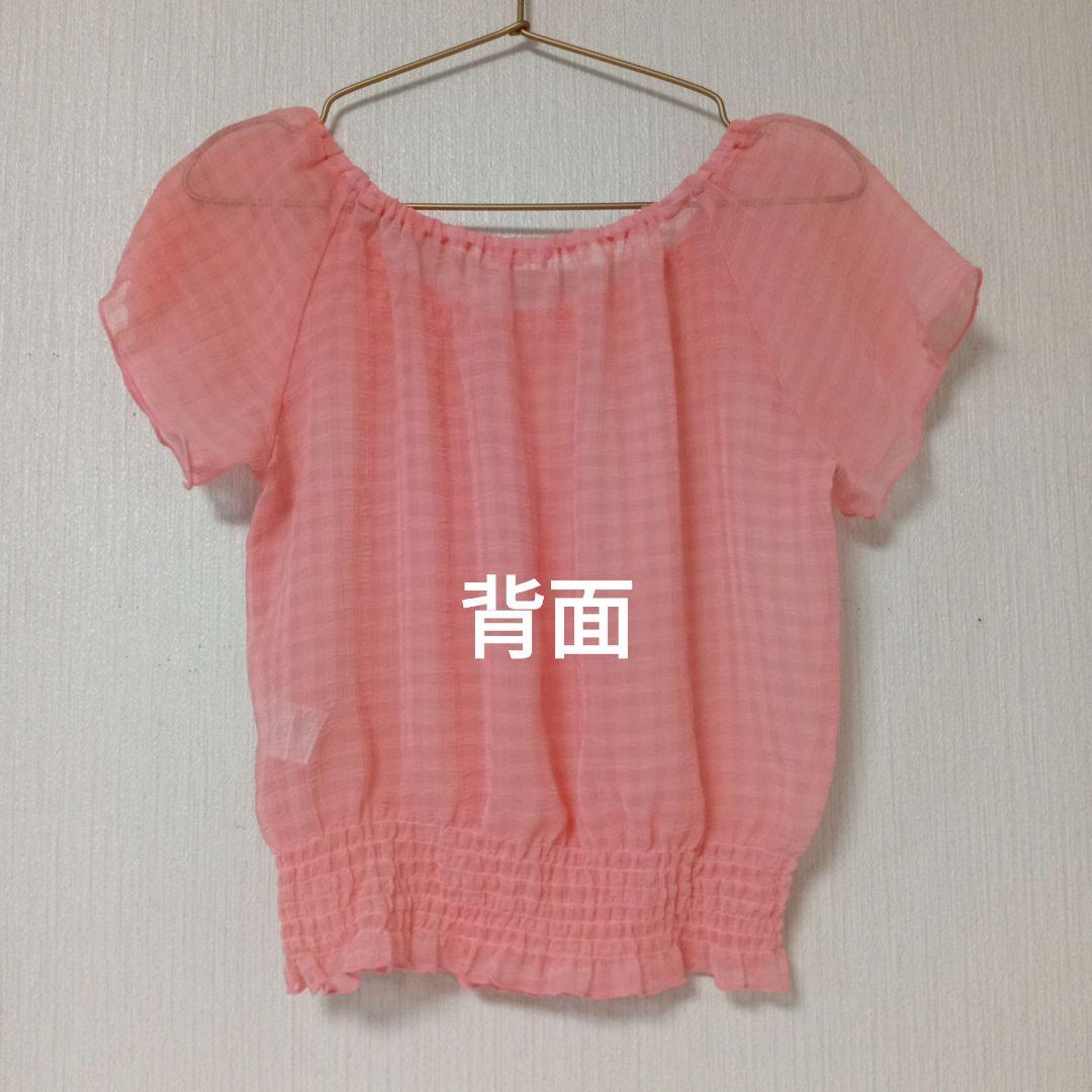 COLZA ピンク ギンガムチェック 半袖ブラウス L　美品 — image 3