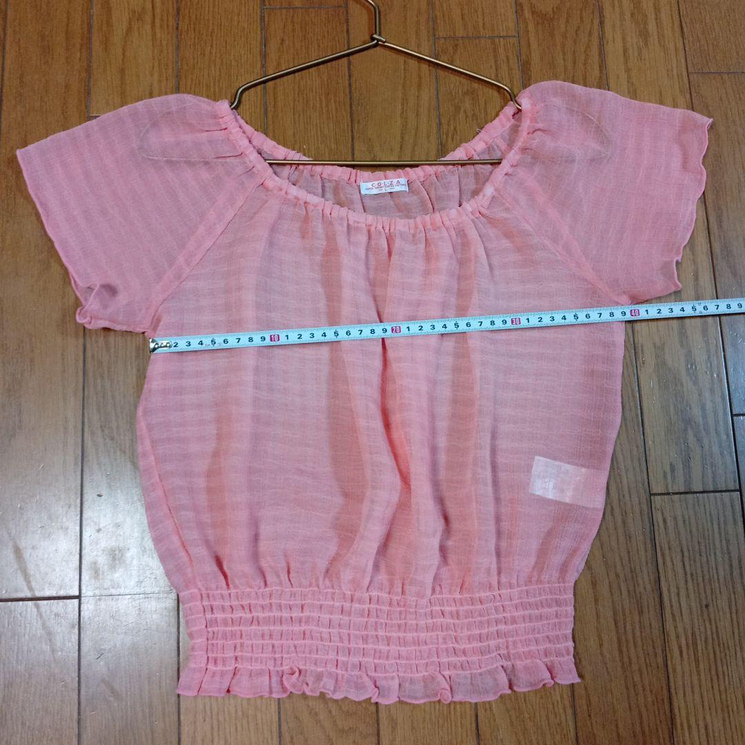 COLZA ピンク ギンガムチェック 半袖ブラウス L　美品 — image 4