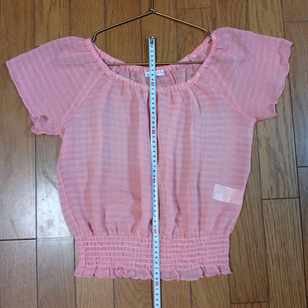COLZA ピンク ギンガムチェック 半袖ブラウス L　美品 — image 5