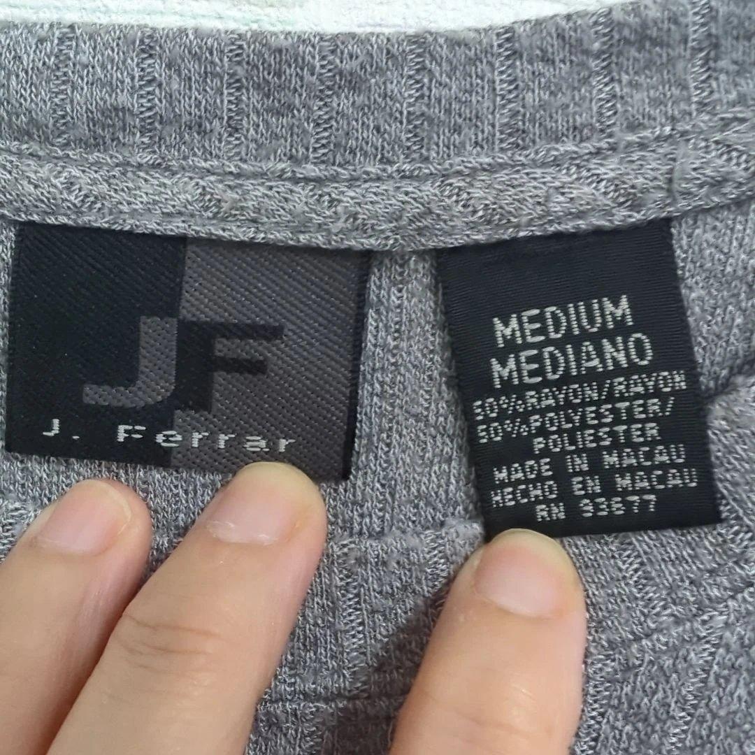J. Ferrar 半袖 リブ ニット ニットソー グレー M — image 3