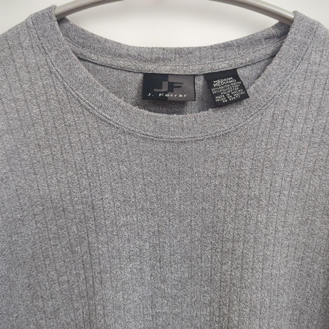 J. Ferrar 半袖 リブ ニット ニットソー グレー M — image 4