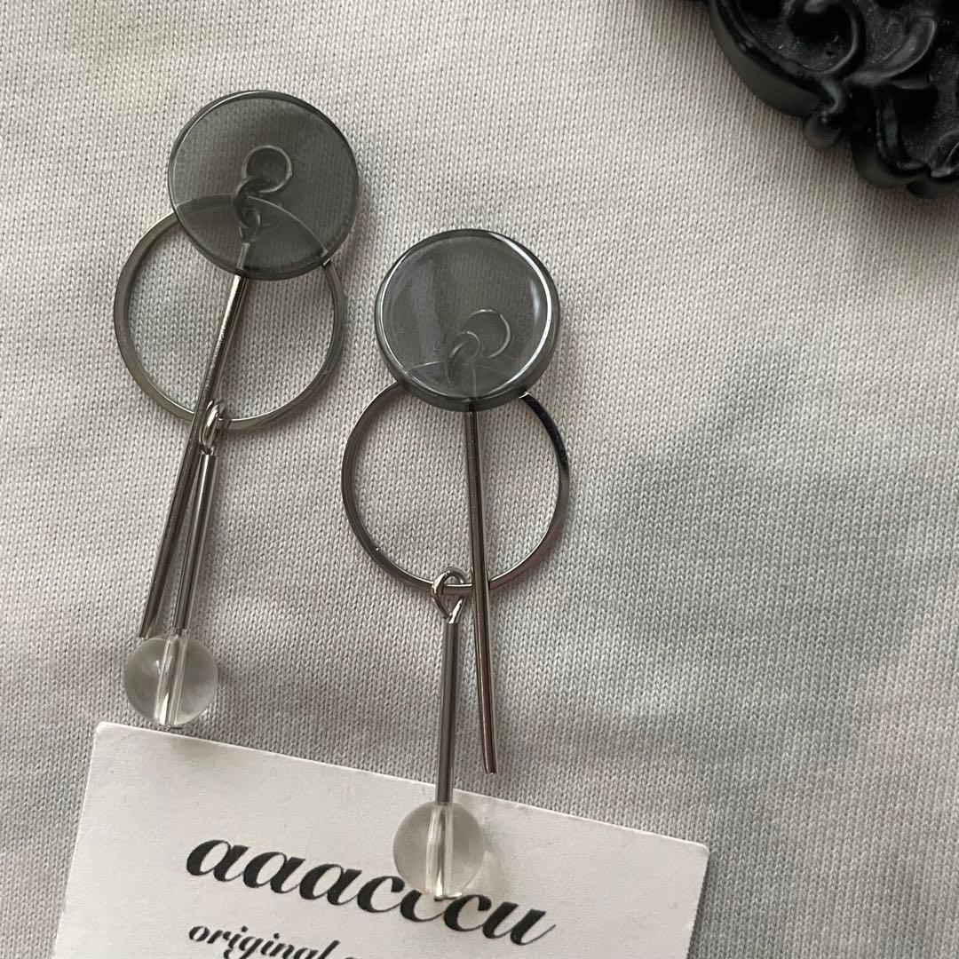 ▫︎▪︎902026▪︎▫︎clear Black×silverピアス/aaacccu — image 3