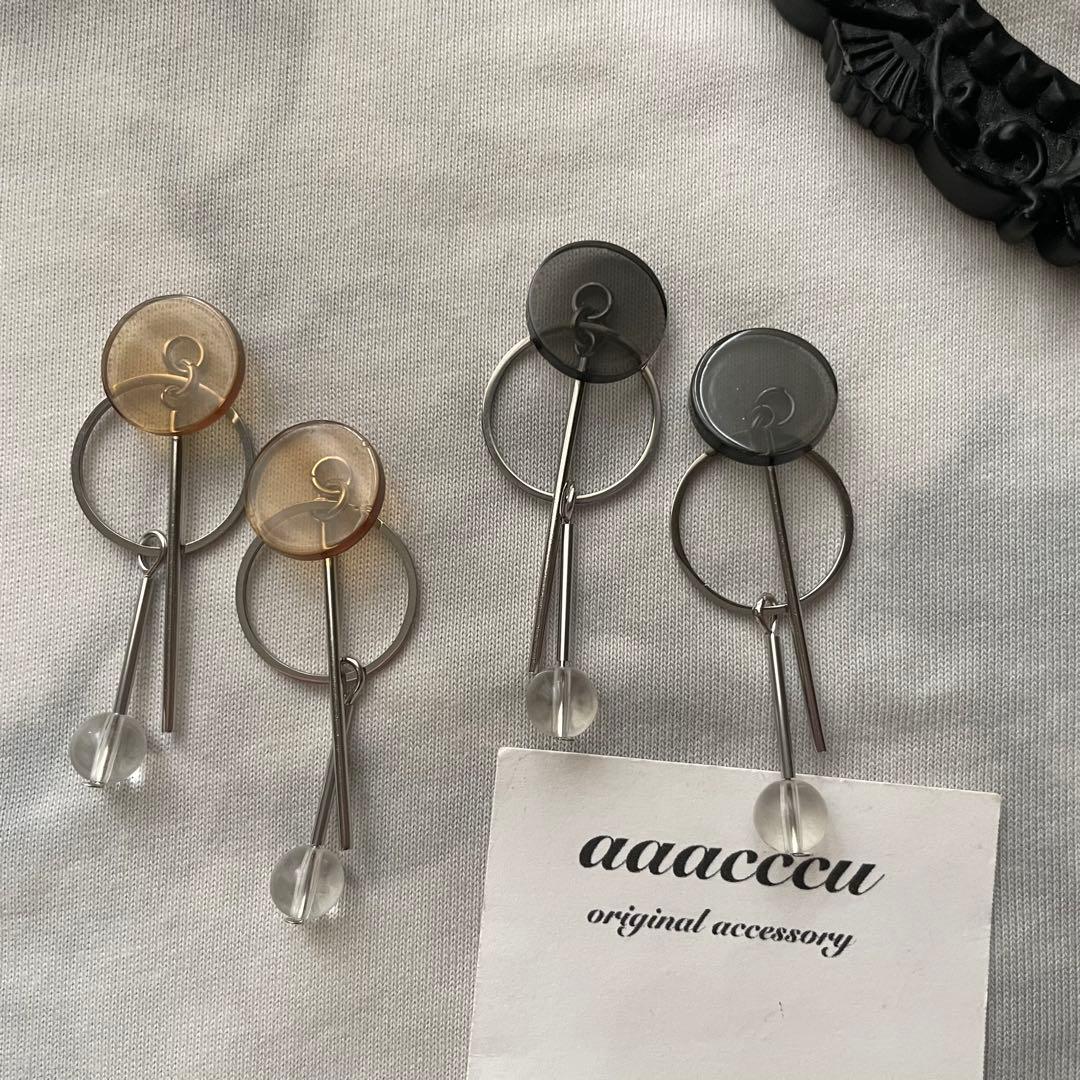 ▫︎▪︎902026▪︎▫︎clear Black×silverピアス/aaacccu — image 4
