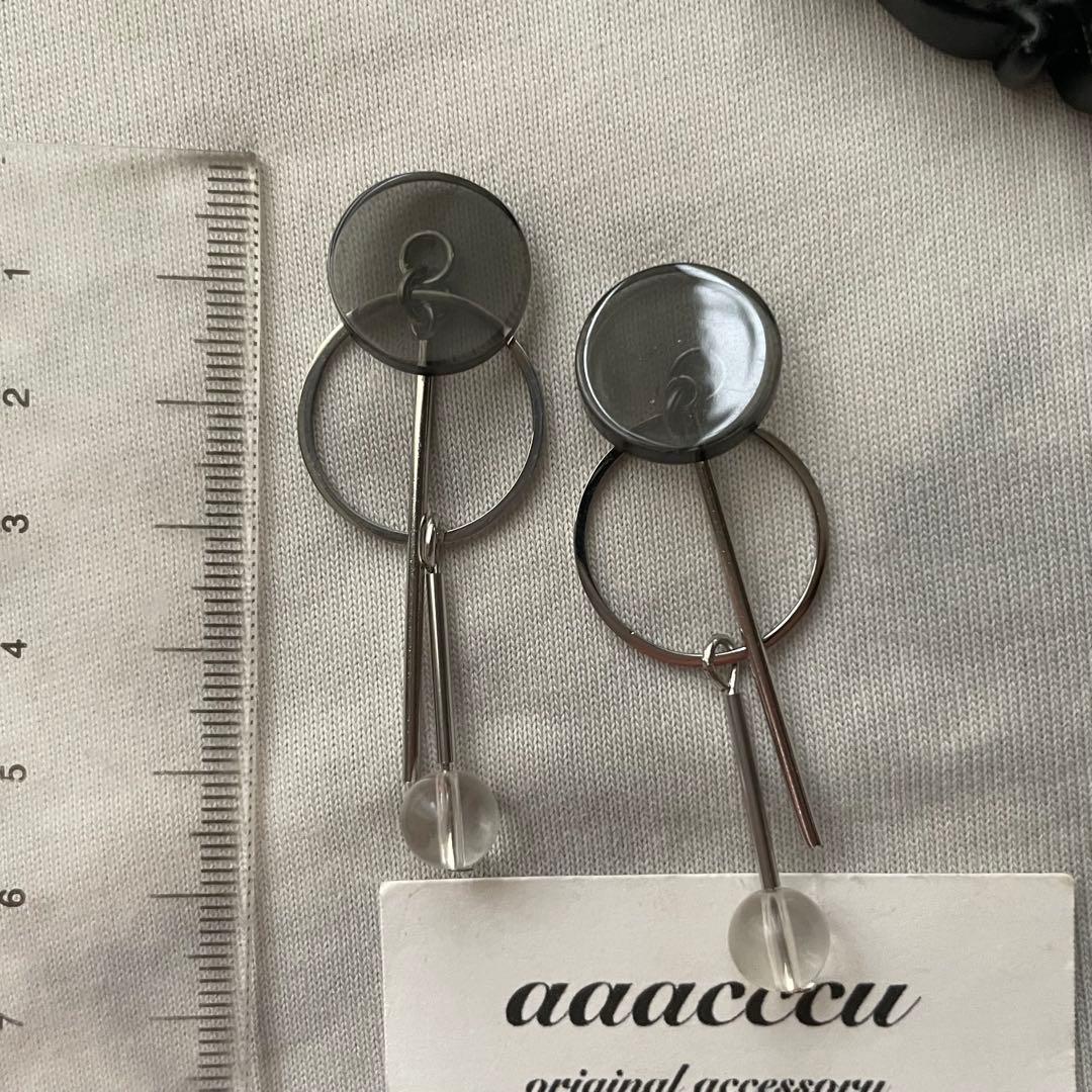 ▫︎▪︎902026▪︎▫︎clear Black×silverピアス/aaacccu — image 5