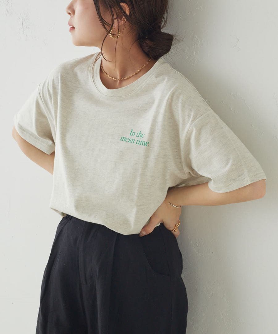 k0647 NICE CLAUP バックロゴＴシャツ オートミール — image 2