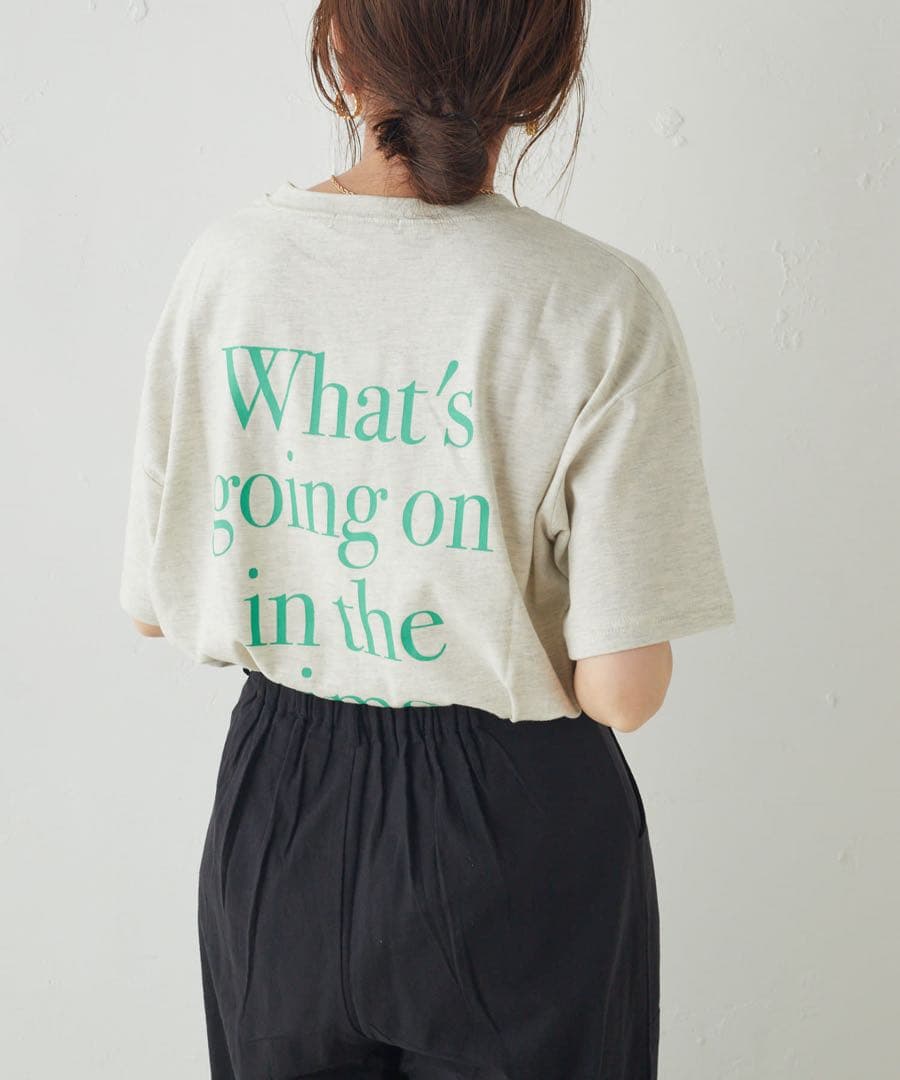 k0647 NICE CLAUP バックロゴＴシャツ オートミール — image 4