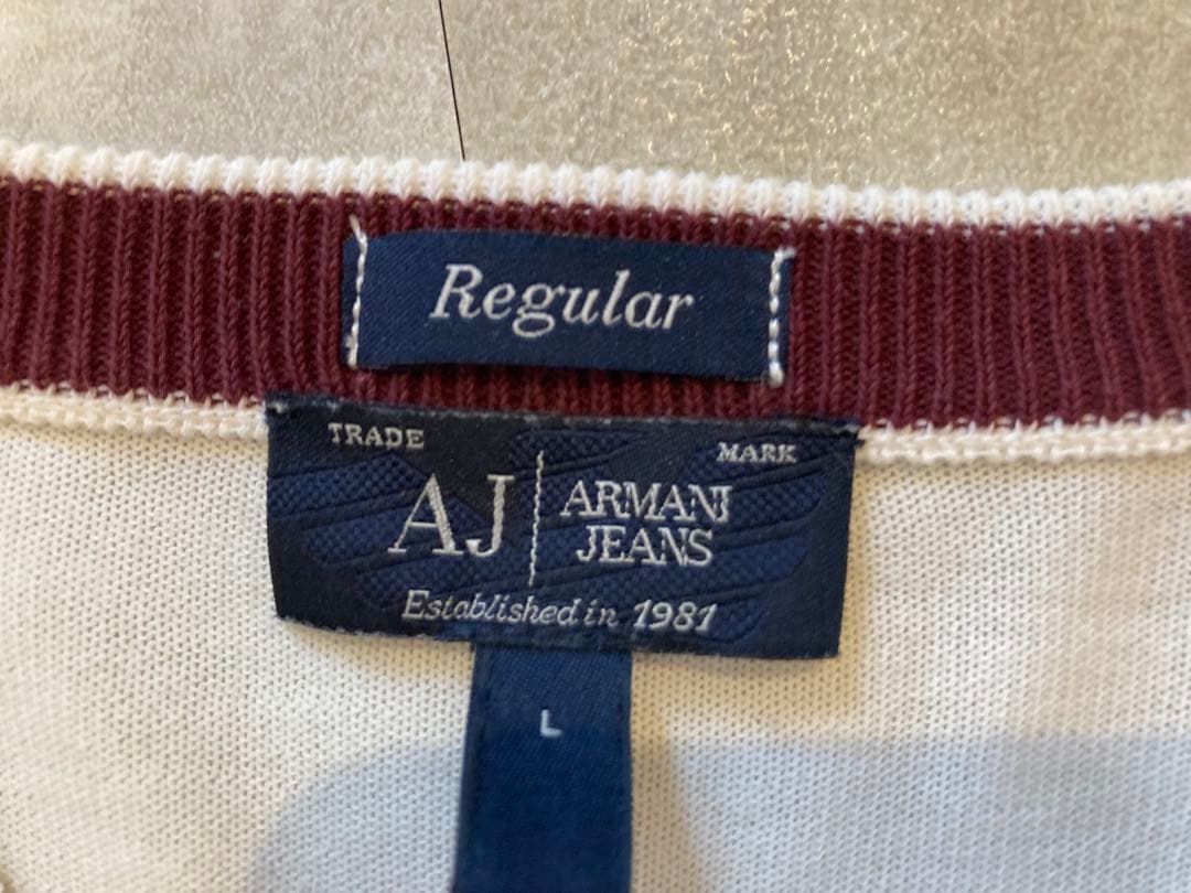週末SALE！ARMANI JEANS Vネック ニット セーター ホワイト L — image 3