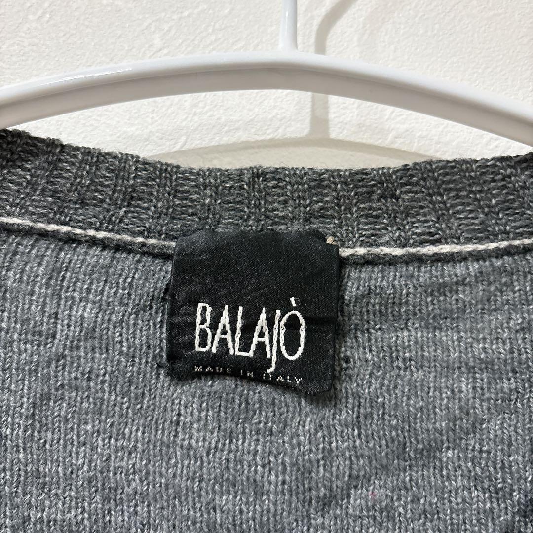 ⭐️イタリア製 刺繍ロゴ ニットカーディガン グレー ゆるだぼ 【L】レトロ古着 — image 2