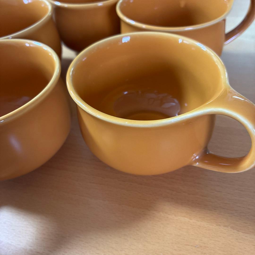 アダムとイヴ　コーヒーカップ　5個　レトロ 黄土色　たち吉 — image 2