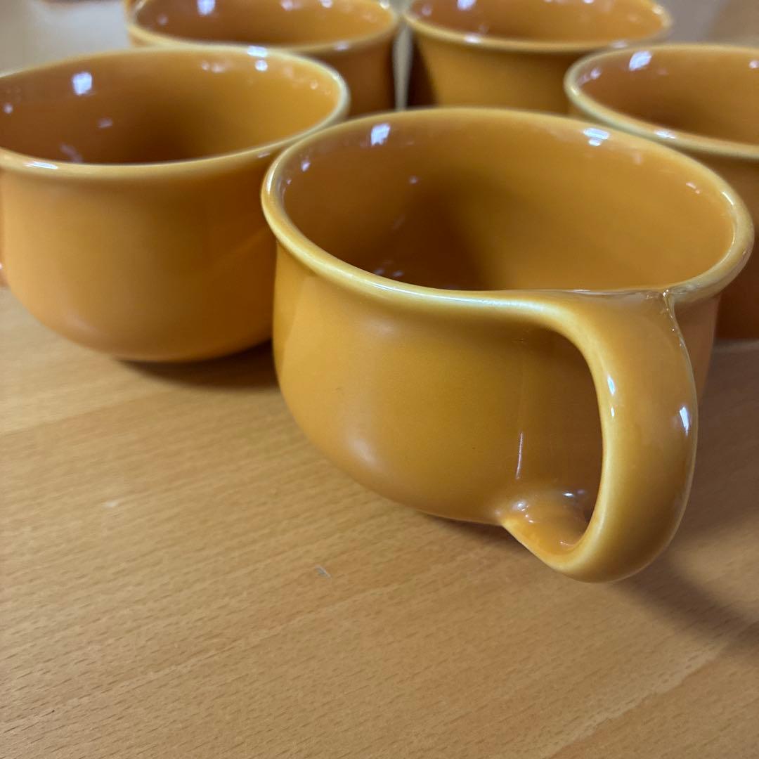 アダムとイヴ　コーヒーカップ　5個　レトロ 黄土色　たち吉 — image 3