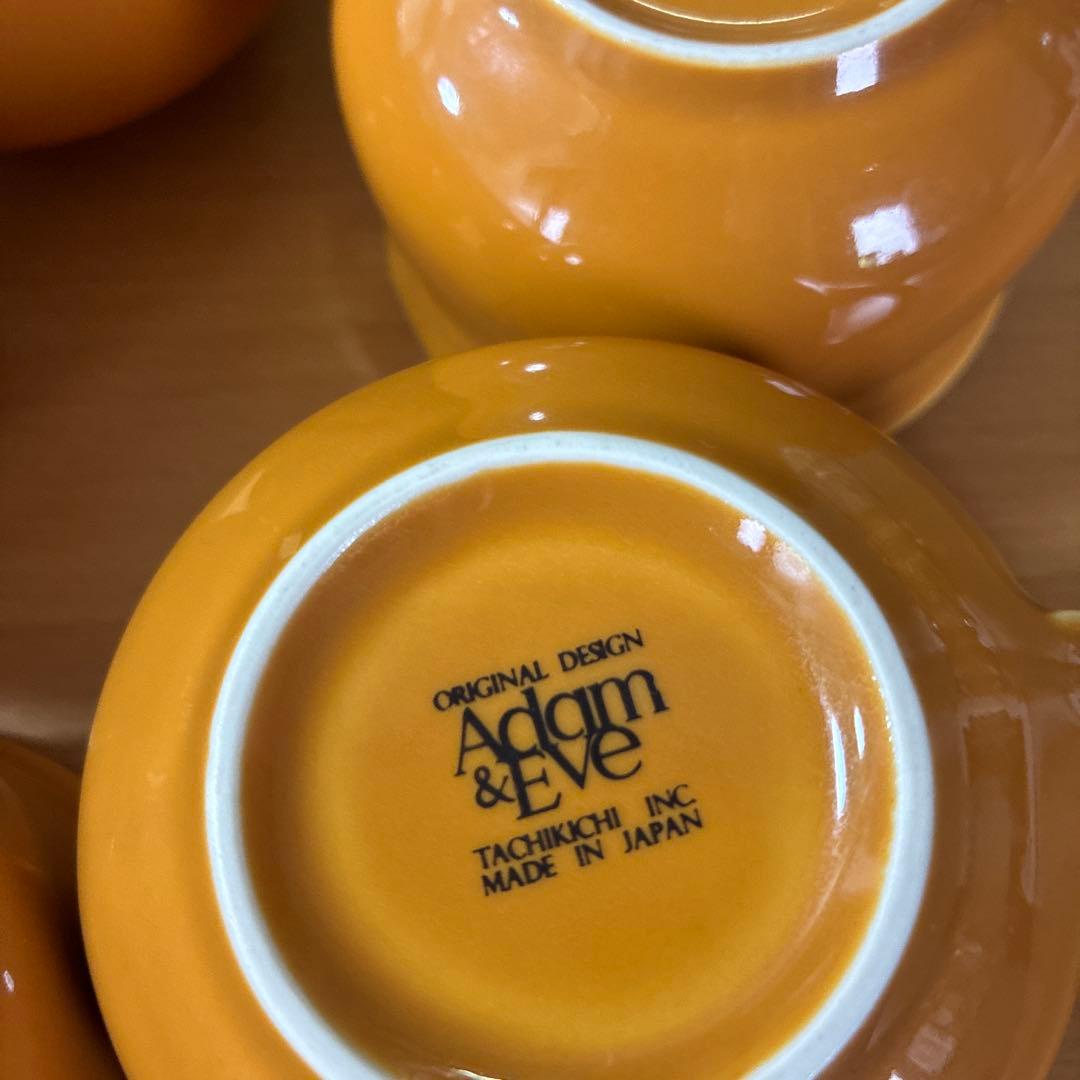アダムとイヴ　コーヒーカップ　5個　レトロ 黄土色　たち吉 — image 4