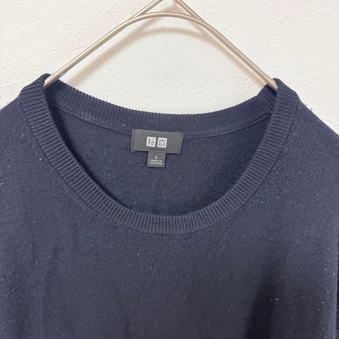 UNIQLO エクストラファインメリノクルーネックセーター　L ネイビー　長袖 — image 2