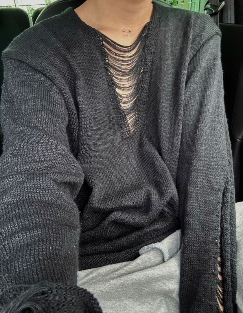 y2k chest damage knit LUVCODE XU 初期不良品 — image 2