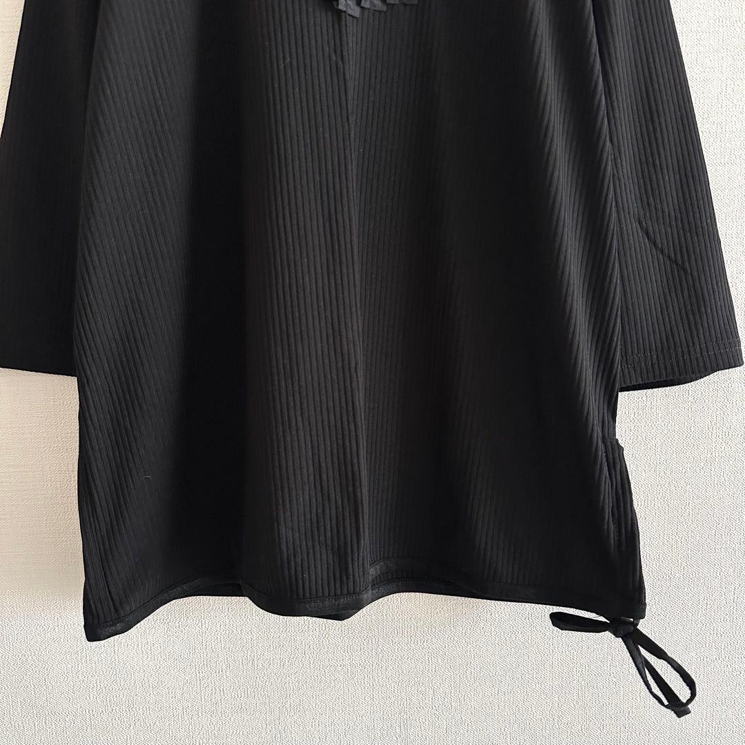 CASALINGA カットソー プルオーバー リブ ブラック F フリル付き — image 4