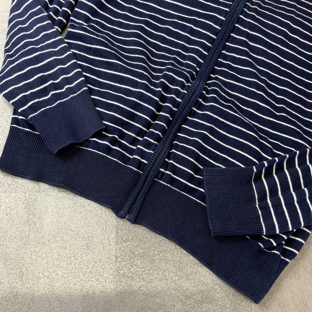LACOSTE ラコステ ボーダー コットンニット フルジップ ネイビー — image 3