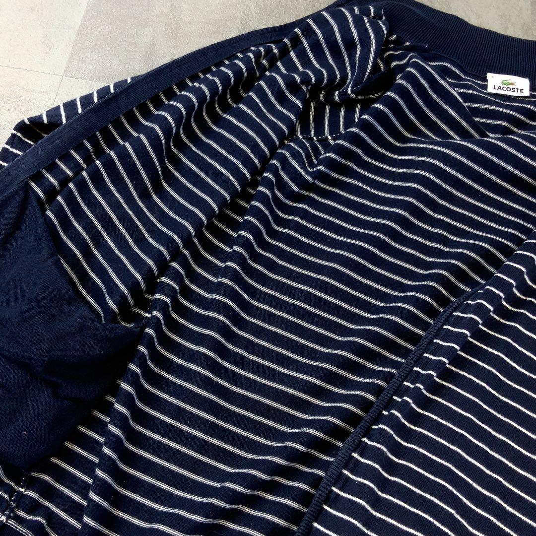 LACOSTE ラコステ ボーダー コットンニット フルジップ ネイビー — image 5