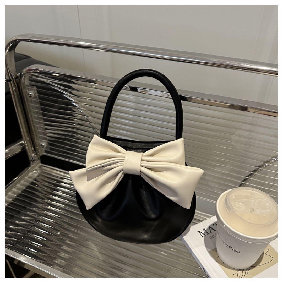 【新品・未使用】レディース ハンドバッグ 黒 リボン付き　お出かけ　可愛い — image 2
