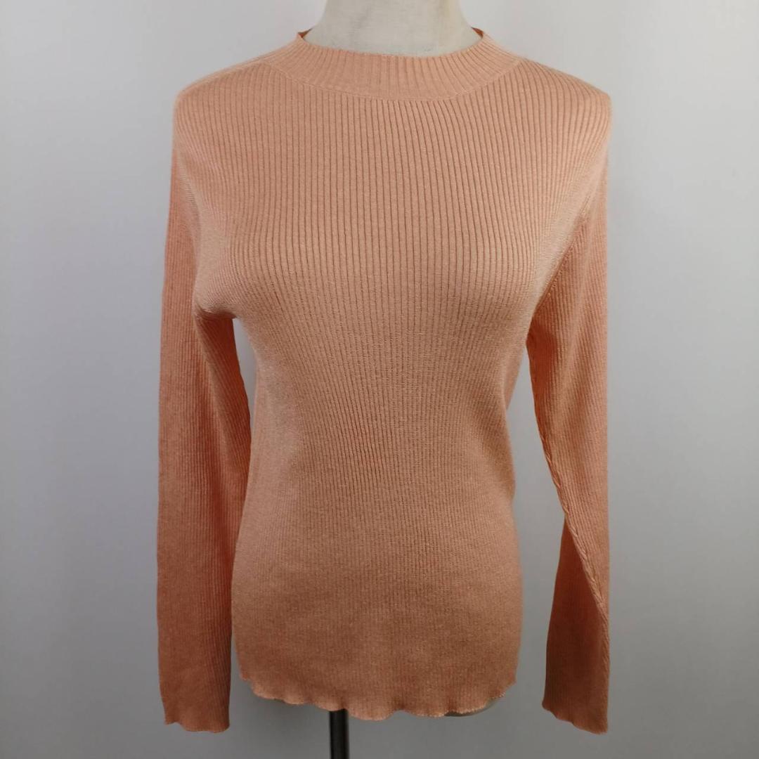 LAUTREAMONT　レーヨン混　リブニット　38　オレンジ　縦畝 — image 2