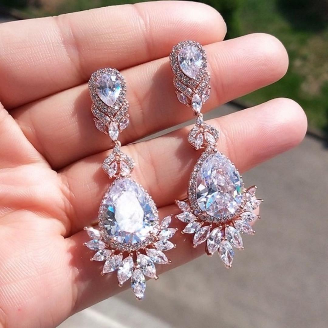 【イヤリング】シャンデリアイヤリング　結婚式　キュービックジルコニア — image 2
