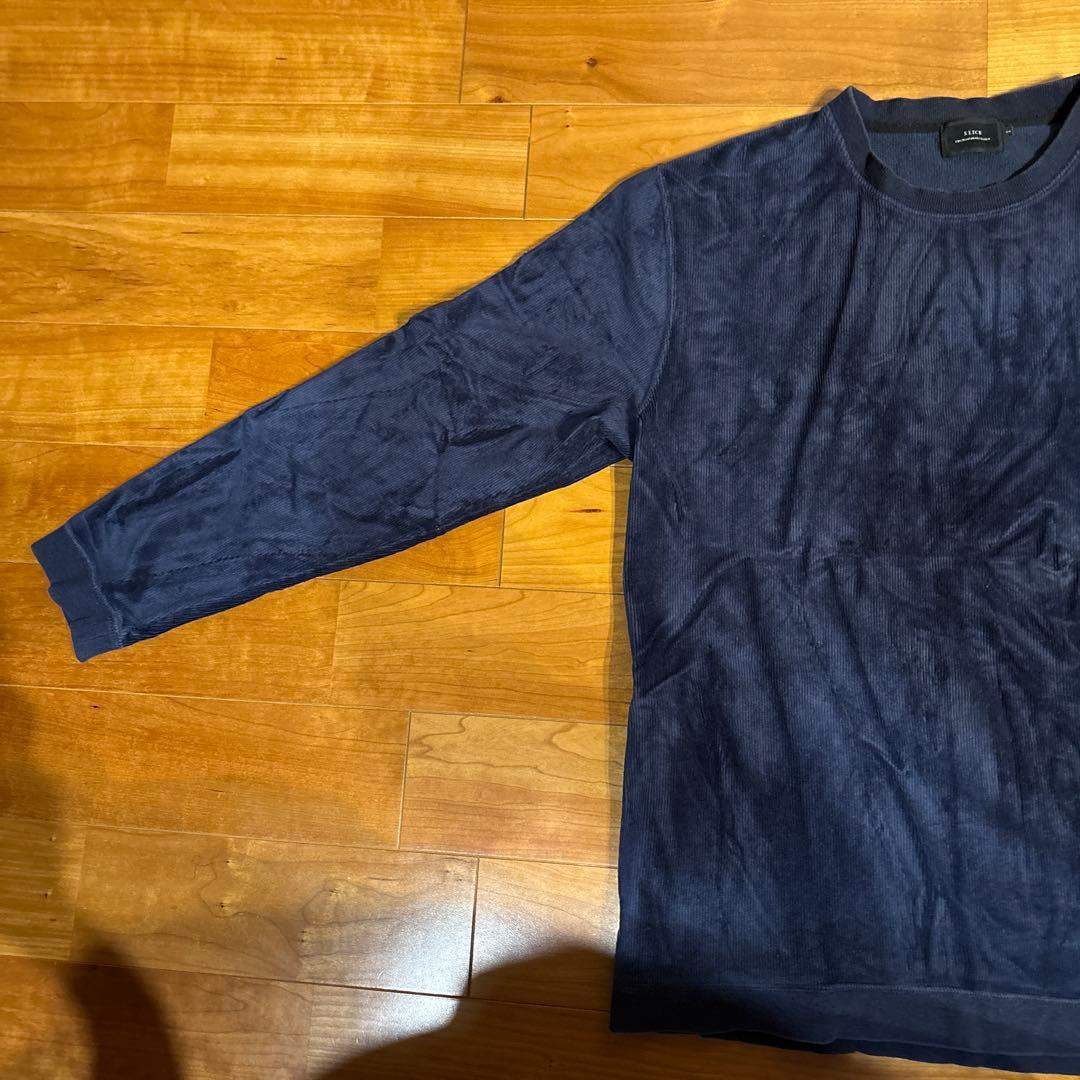 SLICKベロア クルーネック プルオーバー ネイビー — image 5