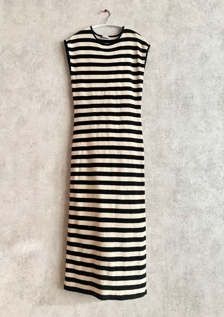 【美品】ZARA ザラ　ストライプ柄リブニットワンピース　ボーダー　S — image 2