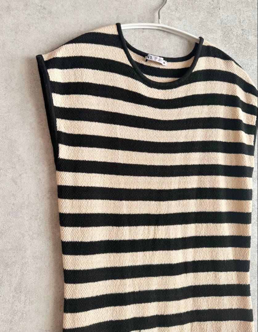 【美品】ZARA ザラ　ストライプ柄リブニットワンピース　ボーダー　S — image 4