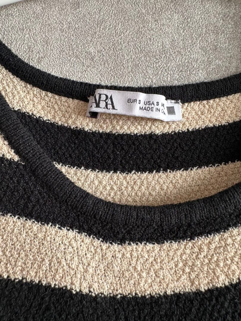 【美品】ZARA ザラ　ストライプ柄リブニットワンピース　ボーダー　S — image 5