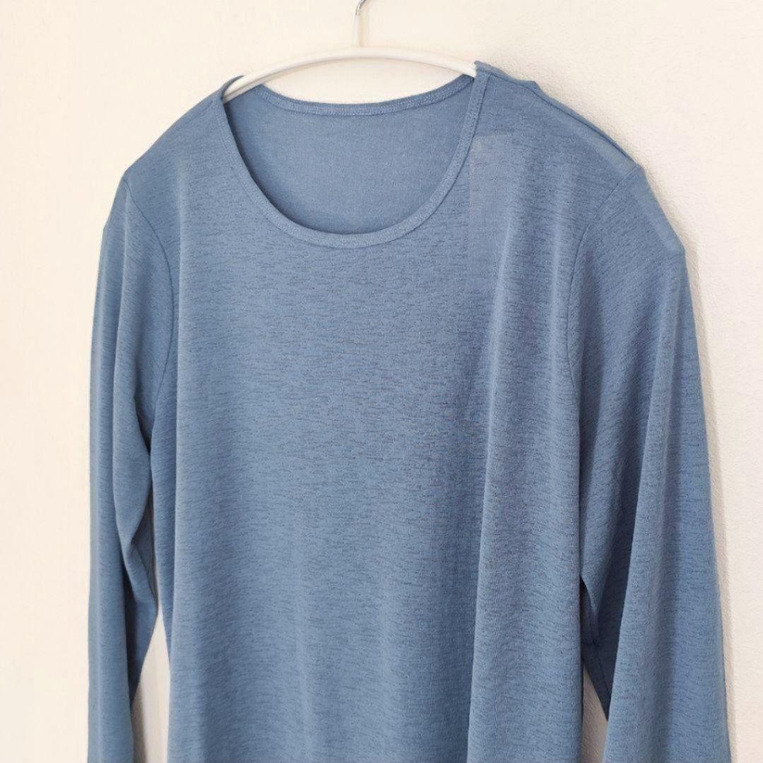 LAKOLE　ラコレ　スラブシアー長袖T　カットソー　Tシャツ　スモーキーブルー — image 2