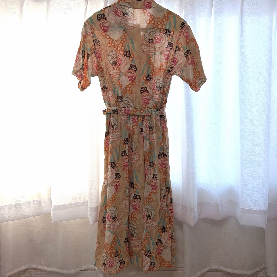P&P 花柄 半袖 ロングワンピース ベルト付き — image 3