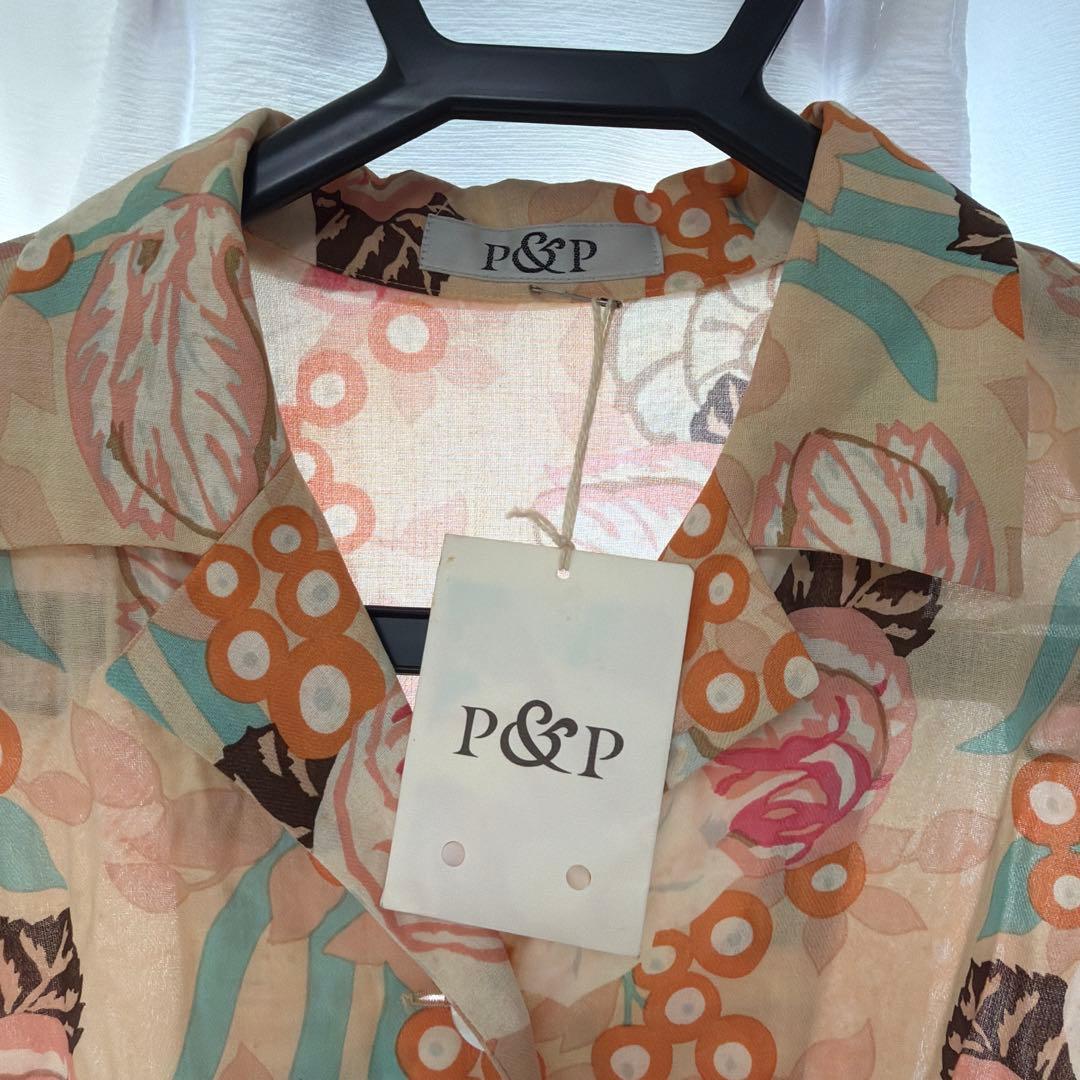 P&P 花柄 半袖 ロングワンピース ベルト付き — image 4