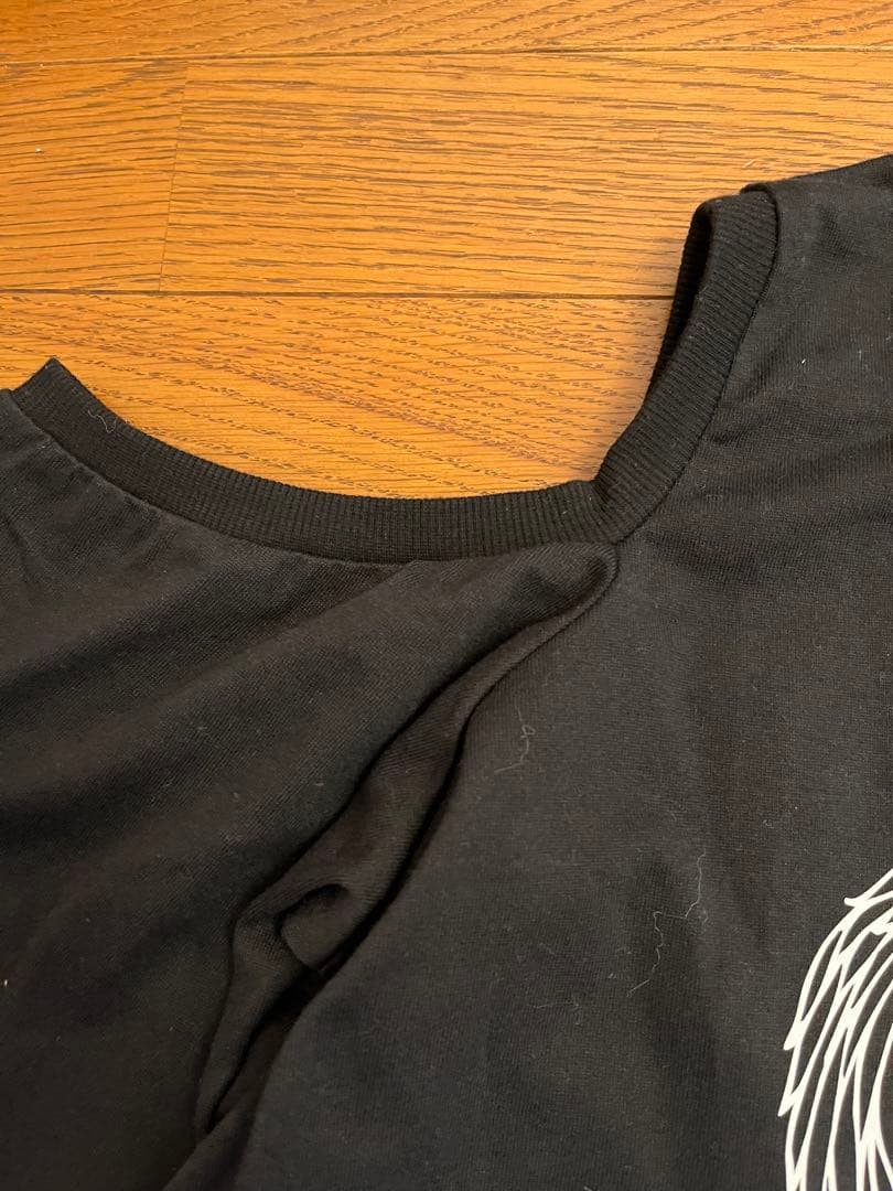 新品エッグeggギャル雑誌コラボ長袖ロンTシャツ黒ブラックM羽ラメ豹柄カットソー — image 4