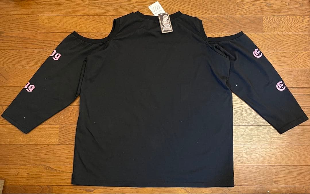 新品エッグeggギャル雑誌コラボ長袖ロンTシャツ黒ブラックM羽ラメ豹柄カットソー — image 5