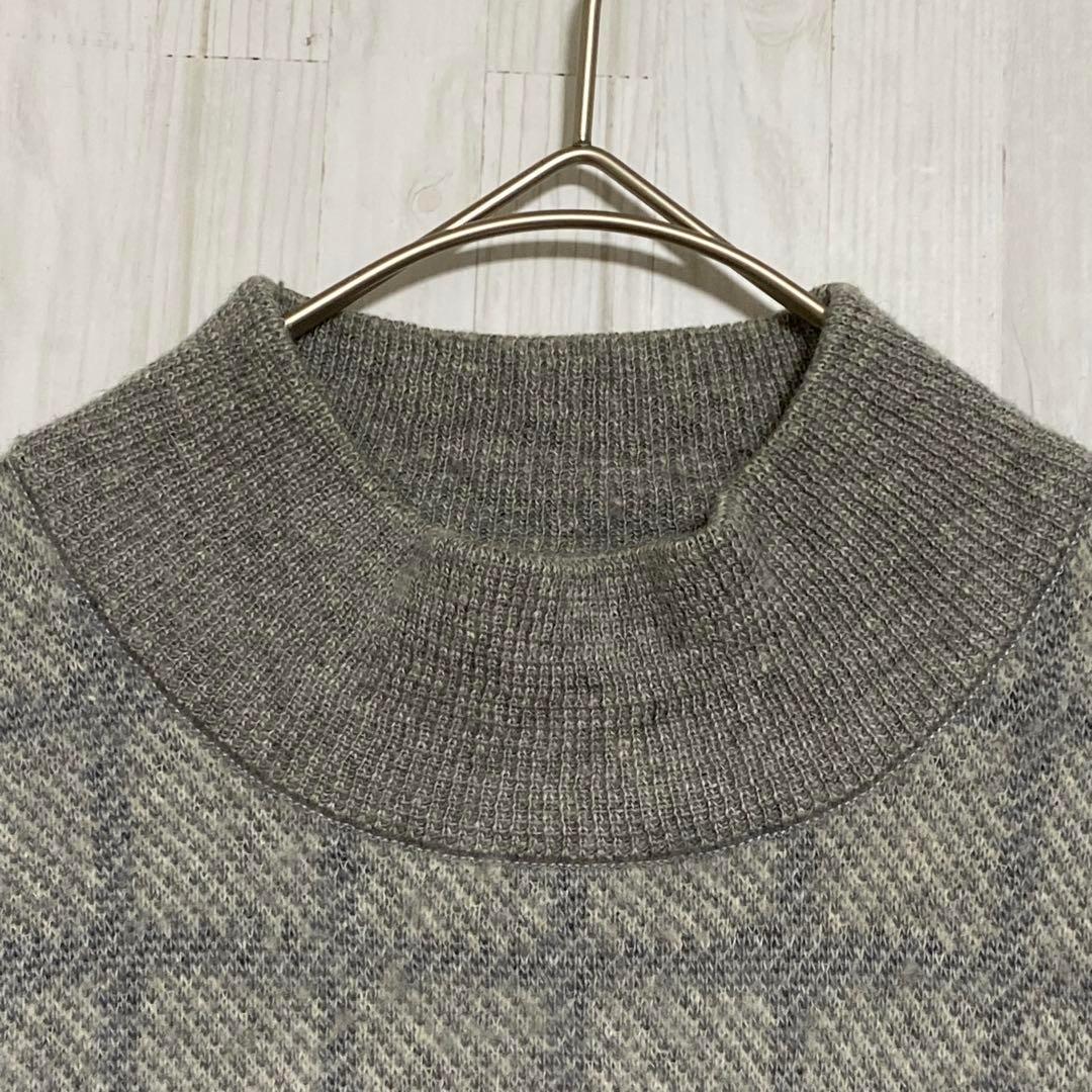 KOSUGI ハイネック チェックニット　グレー　L — image 3