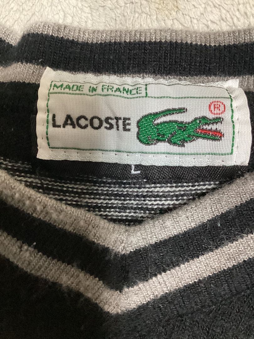 LACOSTE Made in France Vネック ニット セーター L — image 2